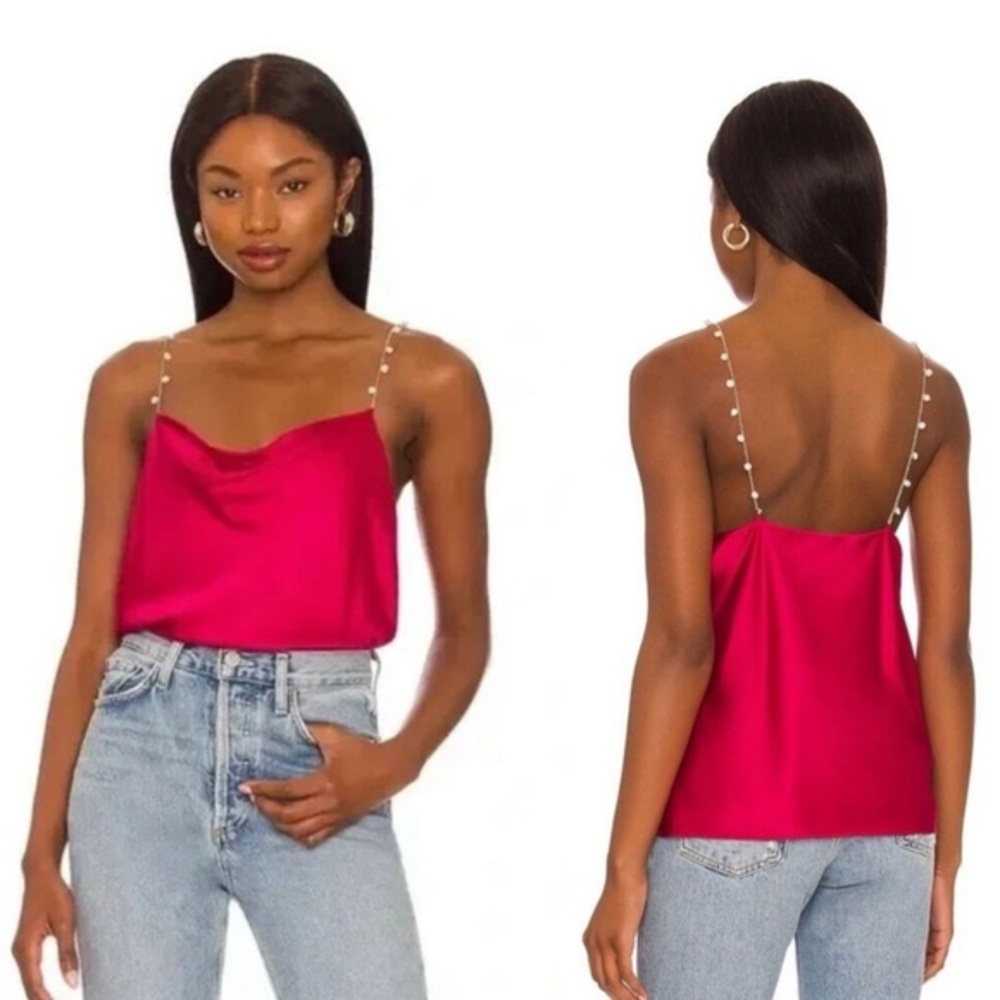 NEW Cami NYC The Busy Pearl Silk Camisole Top In Raspberry Pink, size XL